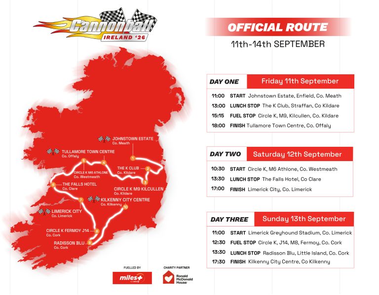 Official Route for Cannonball Ireland 2026 Announced